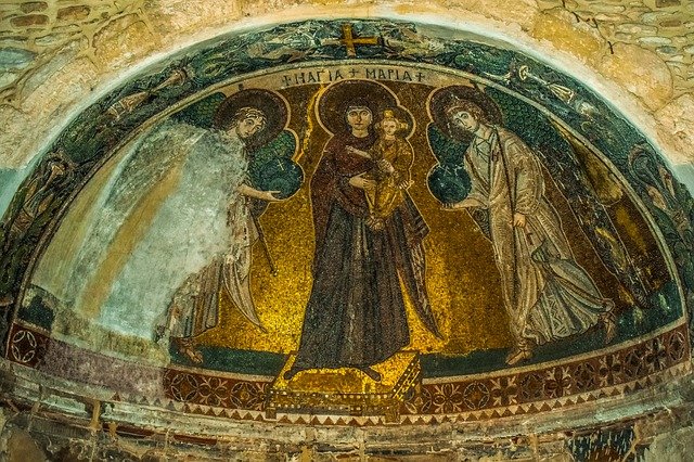 פסיפס של הבתולה מריה בכנסיית אנגלוקטיסטי