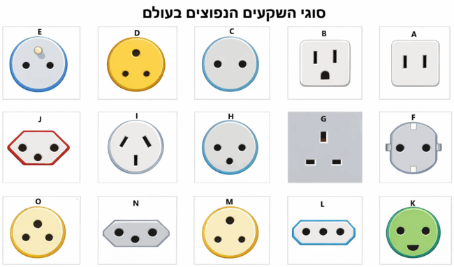 סוגי שקעים נפוצים בעולם